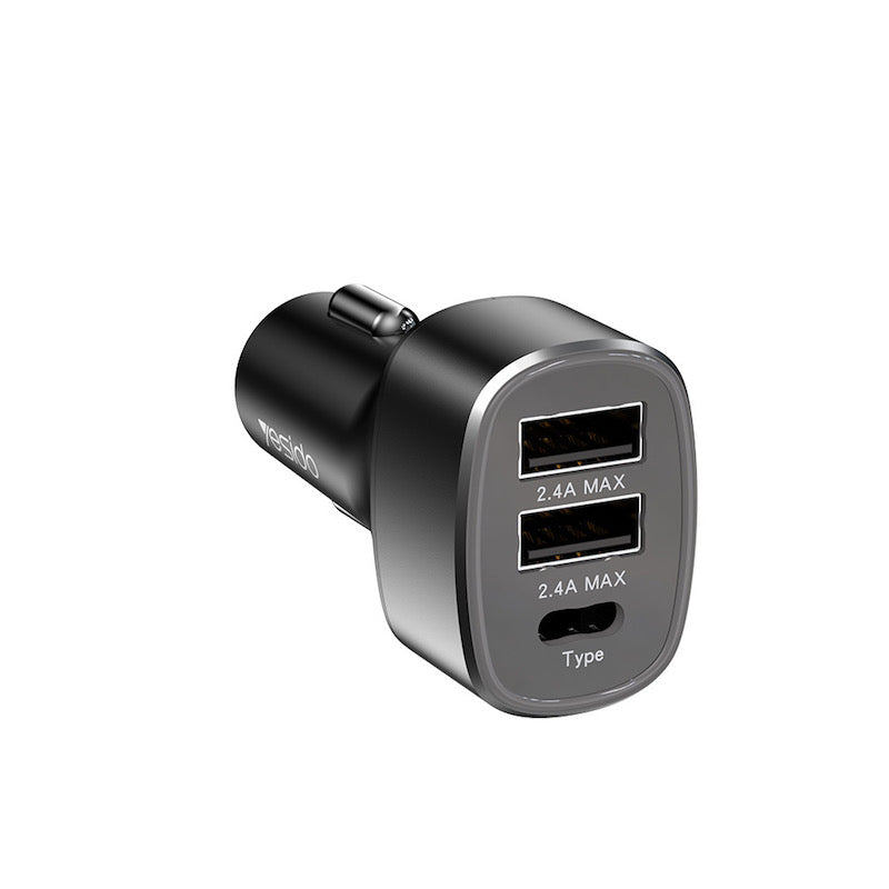 YESIDO Y47 Typ C und 2x USB Auto Ladegerät mit Ladefunktion