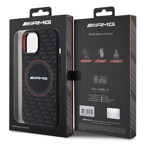 AMG Magsafe Handy Hülle Case Carbon Pattern für iPhone 13 / 14 / 15 Schwarz