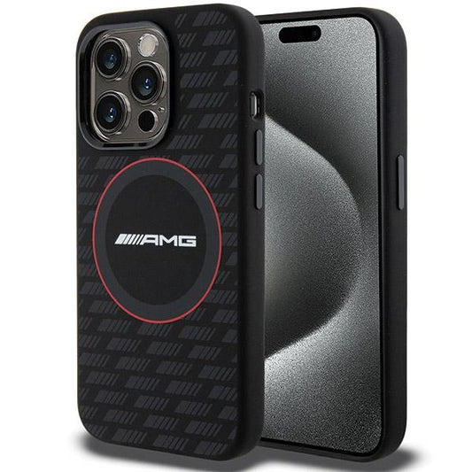 AMG Magsafe Handy Hülle Case Carbon Pattern für iPhone 15 Pro Schwarz