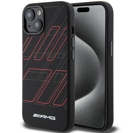 AMG Magsafe Handy Hülle Case Silikon Large Rhombuses Pattern für iPhone 13 / 14 / 15 Schwarz