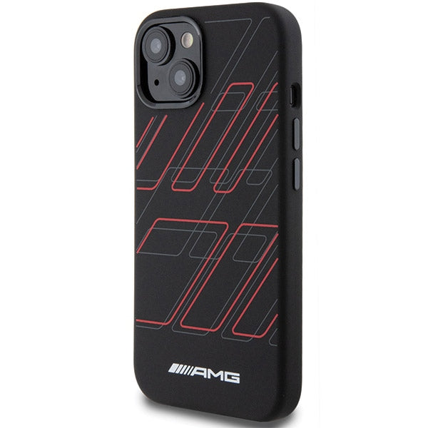 AMG Magsafe Handy Hülle Case Silikon Large Rhombuses Pattern für iPhone 13 / 14 / 15 Schwarz