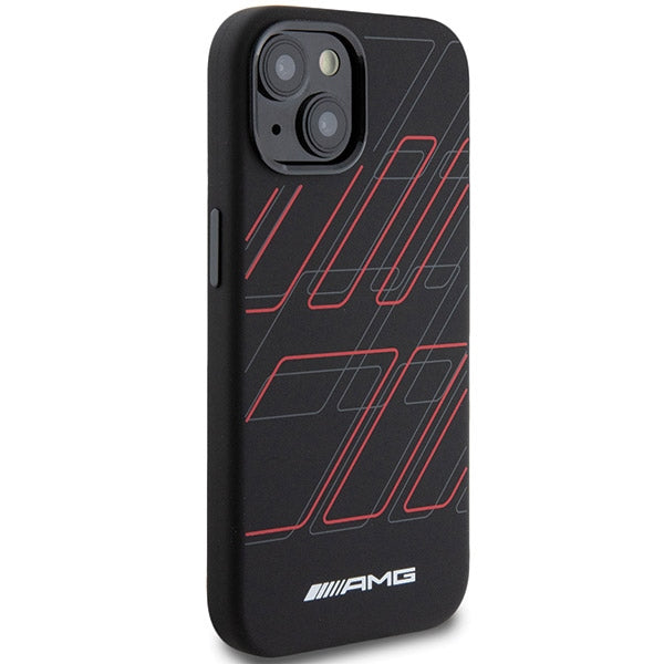 AMG Magsafe Handy Hülle Case Silikon Large Rhombuses Pattern für iPhone 13 / 14 / 15 Schwarz