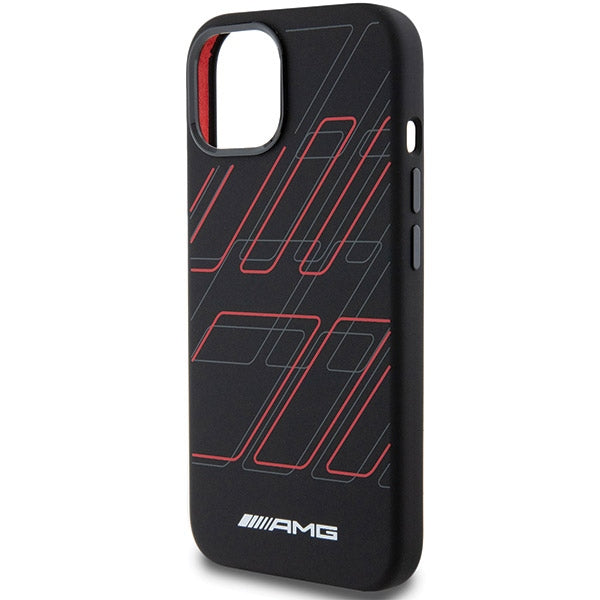 AMG Magsafe Handy Hülle Case Silikon Large Rhombuses Pattern für iPhone 13 / 14 / 15 Schwarz