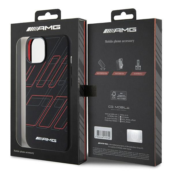 AMG Magsafe Handy Hülle Case Silikon Large Rhombuses Pattern für iPhone 13 / 14 / 15 Schwarz
