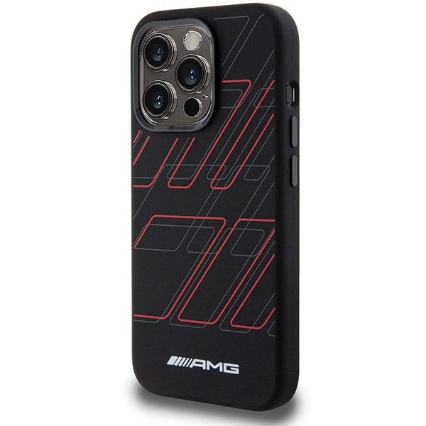 AMG Magsafe Handy Hülle Case Silikon Large Rhombuses Pattern für iPhone 15 Pro Schwarz