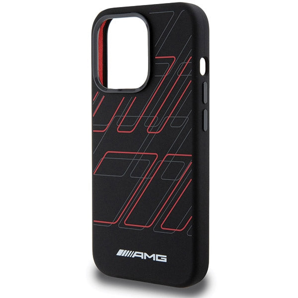 AMG Magsafe Handy Hülle Case Silikon Large Rhombuses Pattern für iPhone 15 Pro Max Schwarz