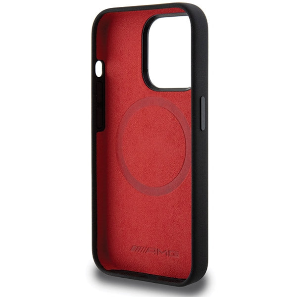 AMG Magsafe Handy Hülle Case Silikon Large Rhombuses Pattern für iPhone 15 Pro Max Schwarz