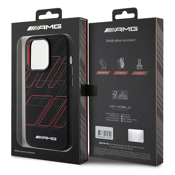 AMG Magsafe Handy Hülle Case Silikon Large Rhombuses Pattern für iPhone 15 Pro Max Schwarz