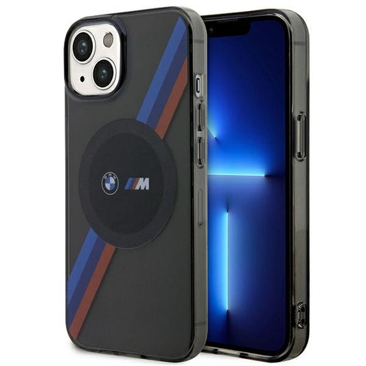 BMW Magsafe Handy Hülle Case Tricolor Stripes für iPhone 13 / 14 / 15 Grau