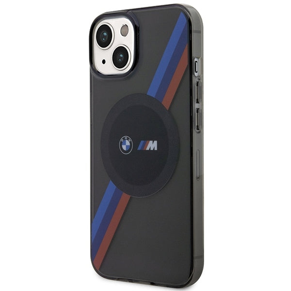BMW Magsafe Handy Hülle Case Tricolor Stripes für iPhone 13 / 14 / 15 Grau