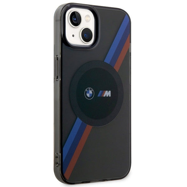 BMW Magsafe Handy Hülle Case Tricolor Stripes für iPhone 13 / 14 / 15 Grau
