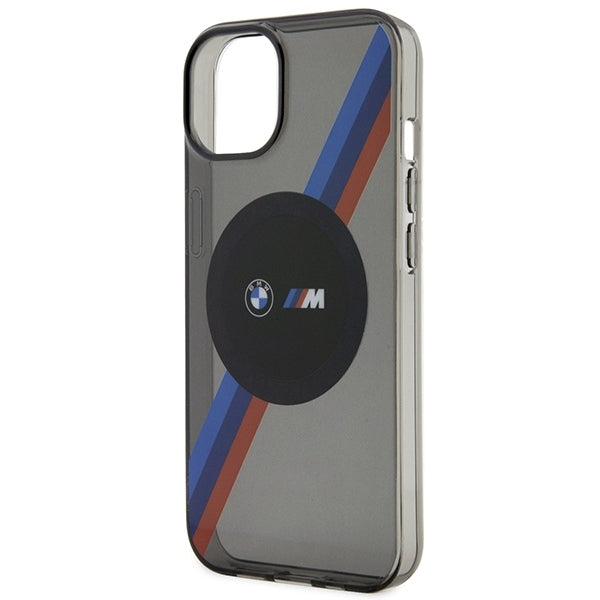 BMW Magsafe Handy Hülle Case Tricolor Stripes für iPhone 13 / 14 / 15 Grau