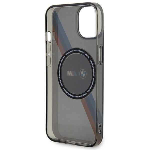 BMW Magsafe Handy Hülle Case Tricolor Stripes für iPhone 13 / 14 / 15 Grau