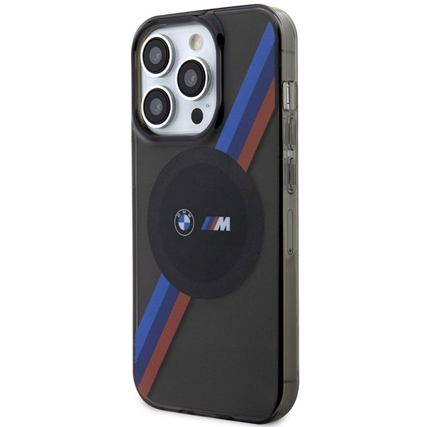 BMW Magsafe Handy Hülle Case Tricolor Stripes für iPhone 14 Pro Max Grau