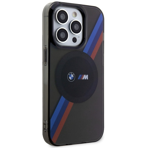 BMW Magsafe Handy Hülle Case Tricolor Stripes für iPhone 14 Pro Max Grau