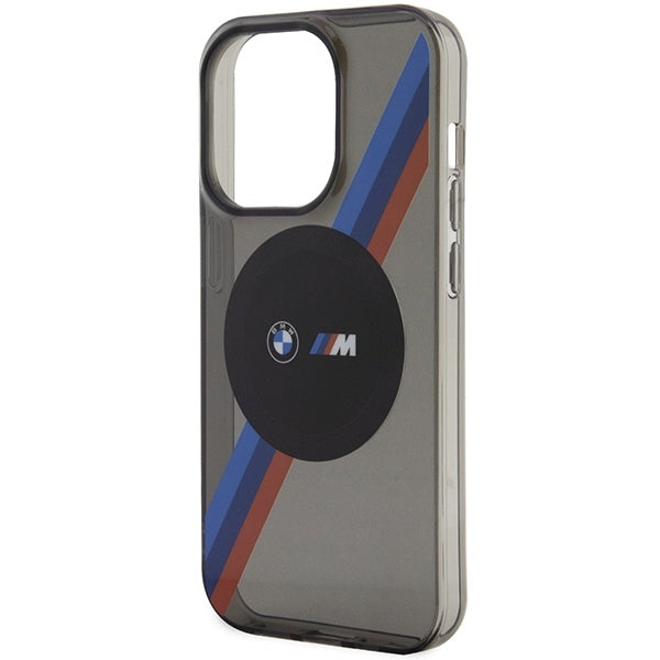 BMW Magsafe Handy Hülle Case Tricolor Stripes für iPhone 14 Pro Grau
