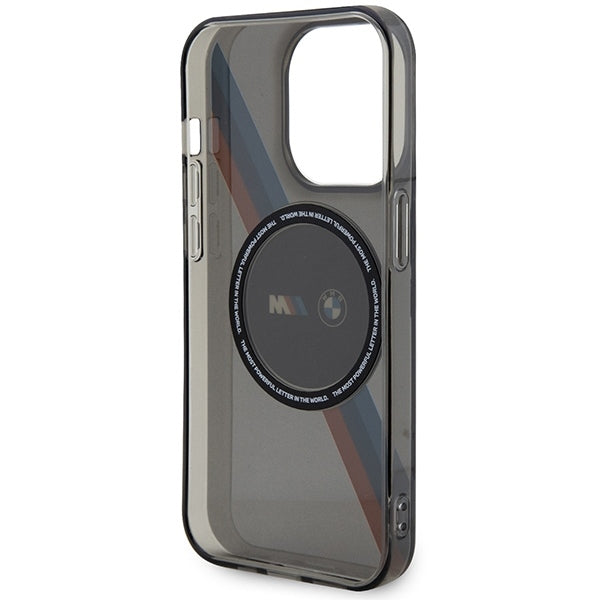 BMW Magsafe Handy Hülle Case Tricolor Stripes für iPhone 14 Pro Max Grau