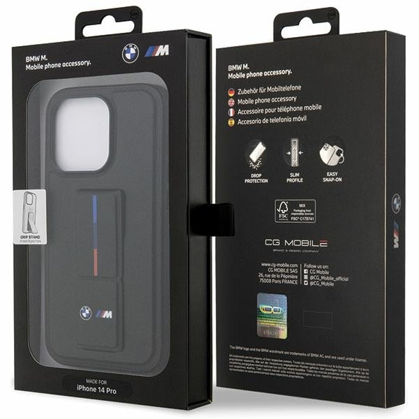 BMW Handy Hülle Case mit Grip Stand für iPhone 14 Pro Max Schwarz