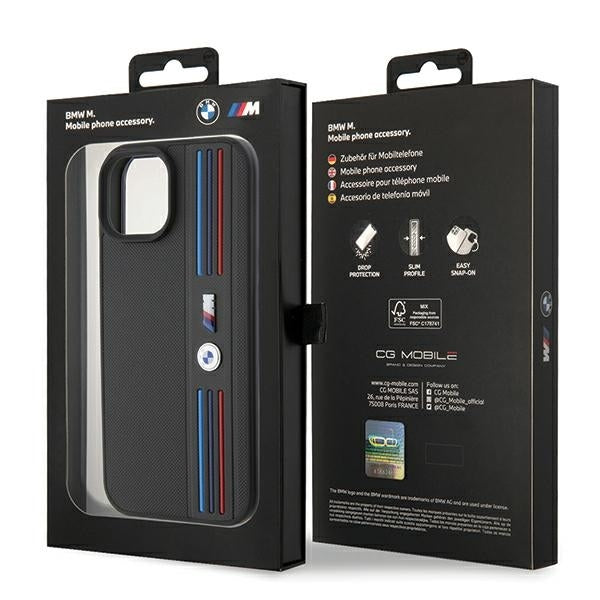 BMW Handy Hülle Case Tricolor M Collection für iPhone 13 / 14 / 15 Schwarz