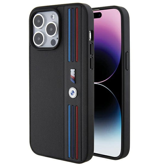 BMW Handy Hülle Case Tricolor M Collection für iPhone 15 Pro Max Schwarz