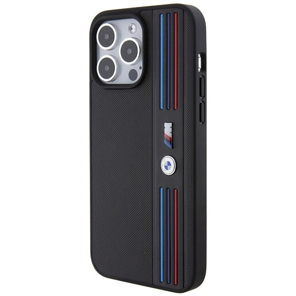 BMW Handy Hülle Case Tricolor M Collection für iPhone 15 Pro Max Schwarz