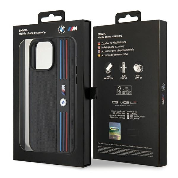 BMW Handy Hülle Case Tricolor M Collection für iPhone 15 Pro Max Schwarz