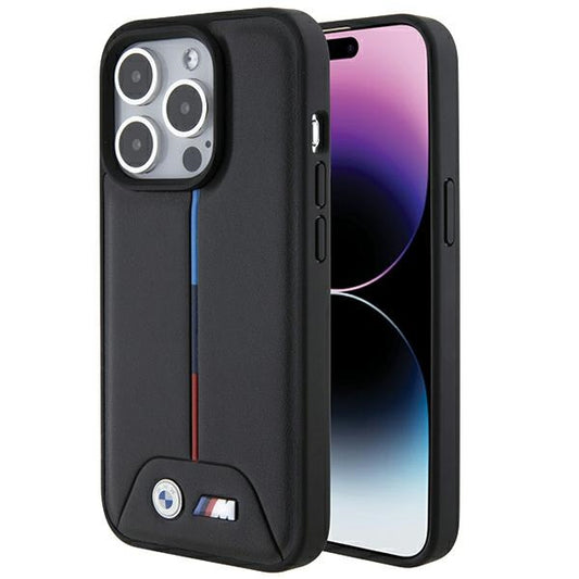 BMW Handy Hülle Case M Quilted Tricolor für iPhone 15 Pro Max Schwarz
