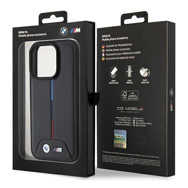 BMW Handy Hülle Case M Quilted Tricolor für iPhone 15 Pro Max Schwarz