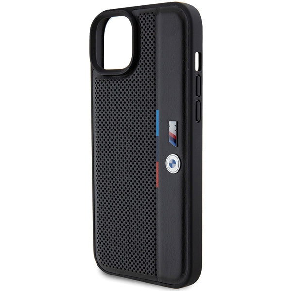 BMW Handy Hülle Case Perforated Tricolor Line für iPhone 13 / 14 / 15 Schwarz