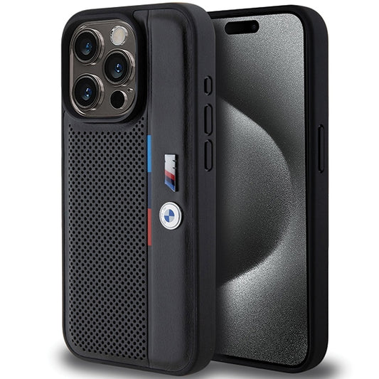 BMW Handy Hülle Case Perforated Tricolor Line für iPhone 15 Pro Max Schwarz