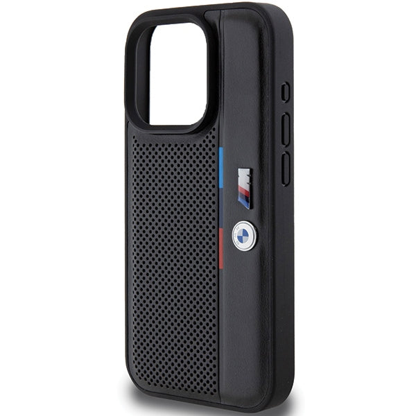 BMW Handy Hülle Case Perforated Tricolor Line für iPhone 15 Pro Schwarz