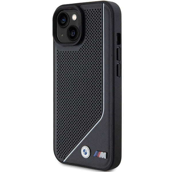 BMW Magsafe Handy Hülle Case Perforated Twisted Line iPhone 15 Pro Schwarz