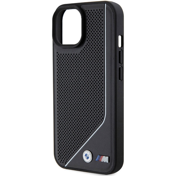 BMW Magsafe Handy Hülle Case Perforated Twisted Line iPhone 15 Pro Max Schwarz