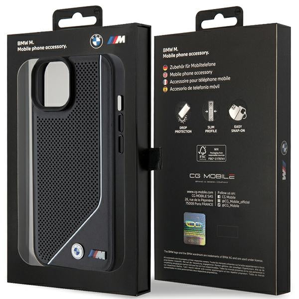 BMW Magsafe Handy Hülle Case Perforated Twisted Line iPhone 15 Pro Schwarz