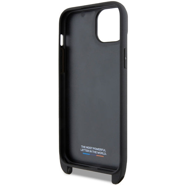 BMW Crossbody Handy Hülle Case M Edition Carbon Stripe & Strap für iPhone 13 / 14 / 15 Schwarz