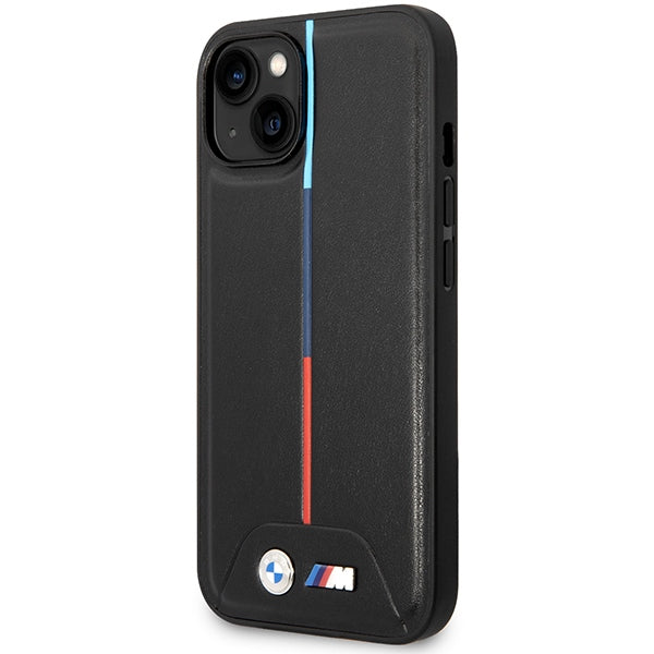 BMW Handy Hülle Case M Quilted Tricolor für iPhone 13 / 14 / 15 Schwarz