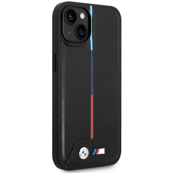 BMW Handy Hülle Case M Quilted Tricolor für iPhone 13 / 14 / 15 Schwarz