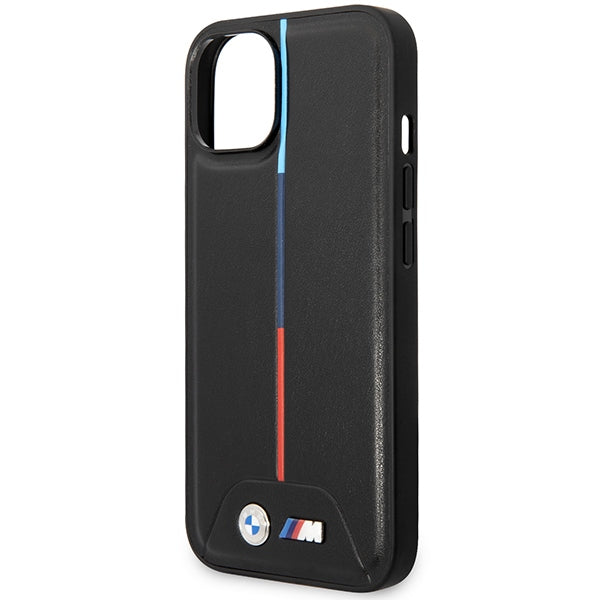 BMW Handy Hülle Case M Quilted Tricolor für iPhone 13 / 14 / 15 Schwarz