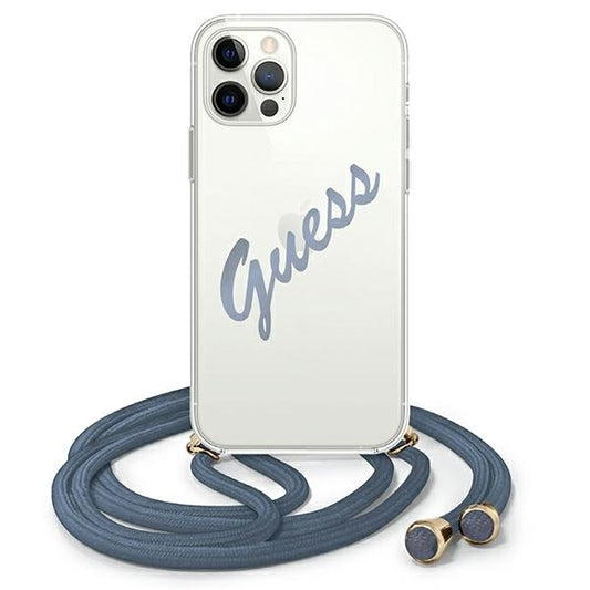 GUESS Crossbody Handy Hülle Case 4G Metall Logo für iPhone 12 / 12 Pro Blau