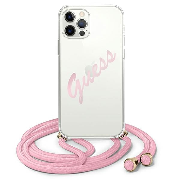 GUESS Crossbody Handy Hülle Case 4G Metall Logo für iPhone 12 / 12 Pro Pink