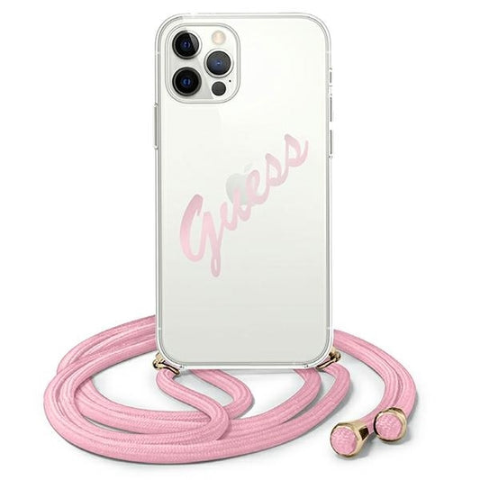 GUESS Crossbody Handy Hülle Case 4G Metall Logo für iPhone 12 / 12 Pro Pink
