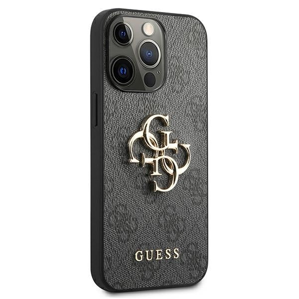 GUESS Handy Hülle Case 4G Big Metall Logo für iPhone 13 / 14 / 15 Schwarz