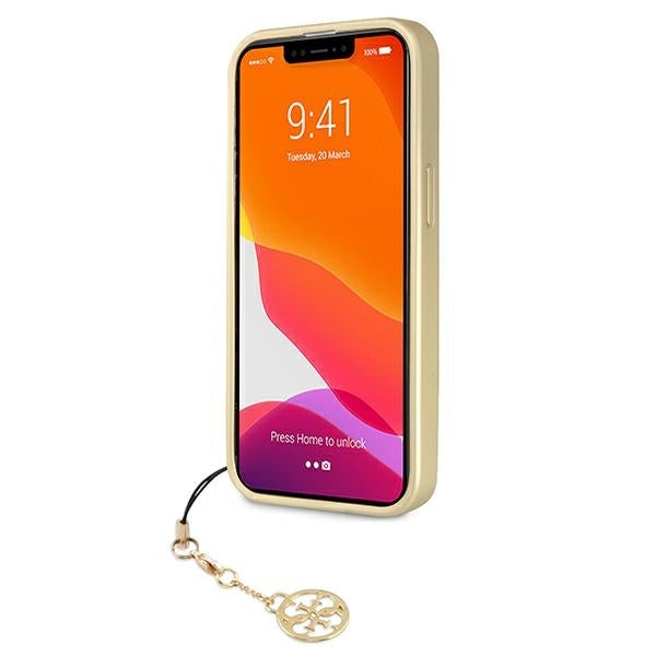 GUESS Handy Hülle Case für iPhone 13 Pro 4G Goldene Anhänger Braun