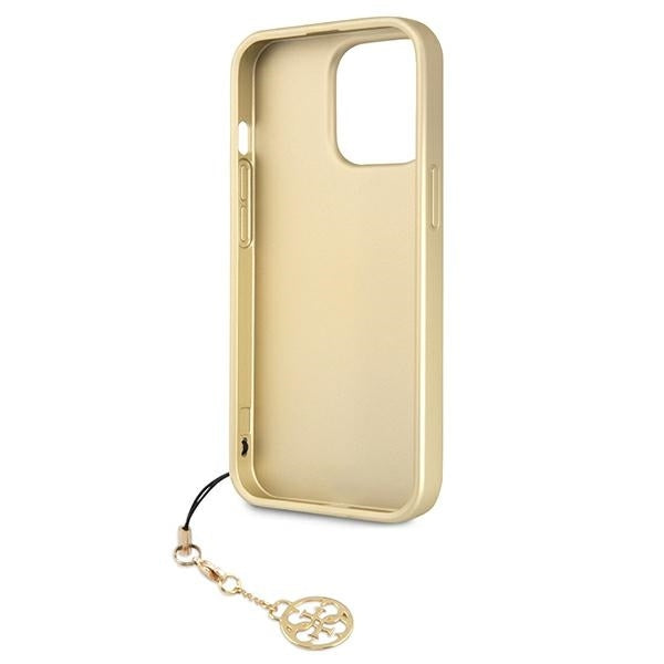 GUESS Handy Hülle Case für iPhone 13 Pro 4G Goldene Anhänger Braun