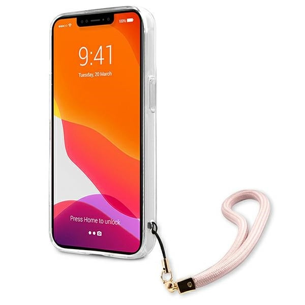 GUESS Handy Hülle Case Marble Strap Collection für iPhone 13 Pro Max Pink