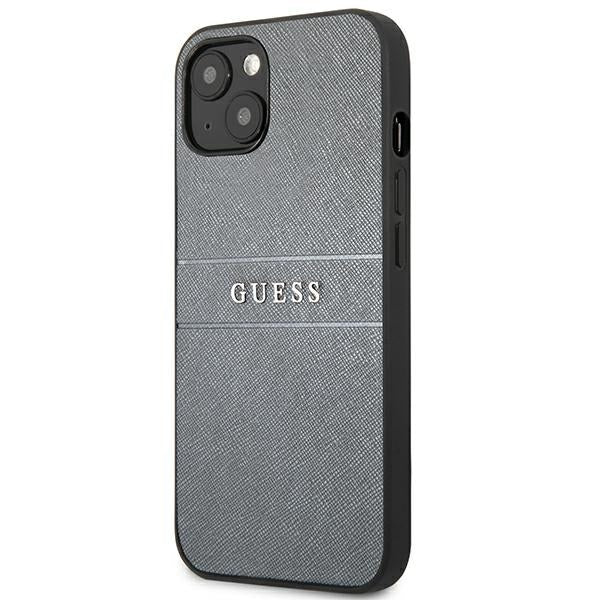 GUESS Handy Hülle Case Saffiano Strap für iPhone 13 / 14 / 15 Grau