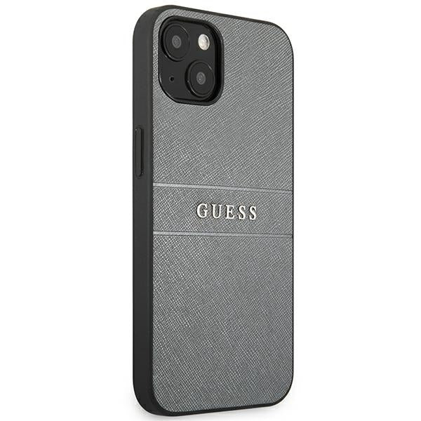 GUESS Handy Hülle Case Saffiano Strap für iPhone 13 / 14 / 15 Grau