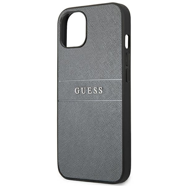 GUESS Handy Hülle Case Saffiano Strap für iPhone 13 / 14 / 15 Grau