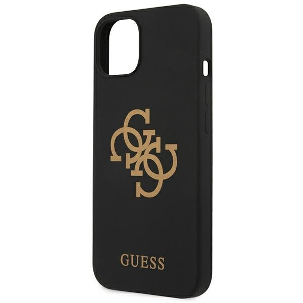 GUESS Handy Hülle Case Silikon 4G Logo für iPhone 13 / 14 / 15 Schwarz