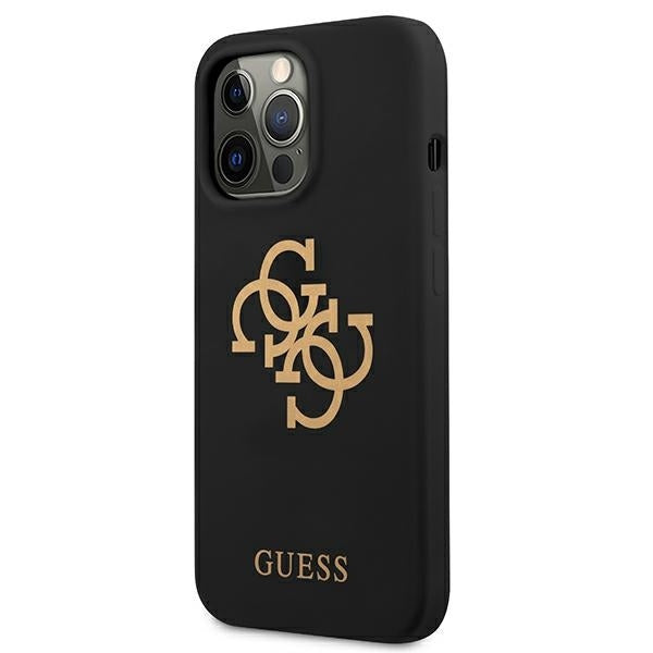 GUESS Handy Hülle Case Silikon 4G Logo für iPhone 13 Pro Schwarz